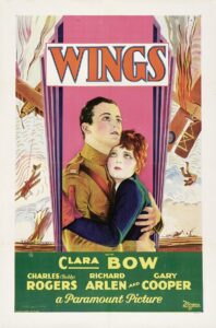 promo poster for "Wings" showing the soldier Charles Rogers with Clara Bow